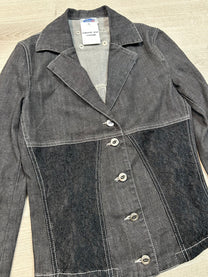 BLACK DENIM BLAZER WITH LACE