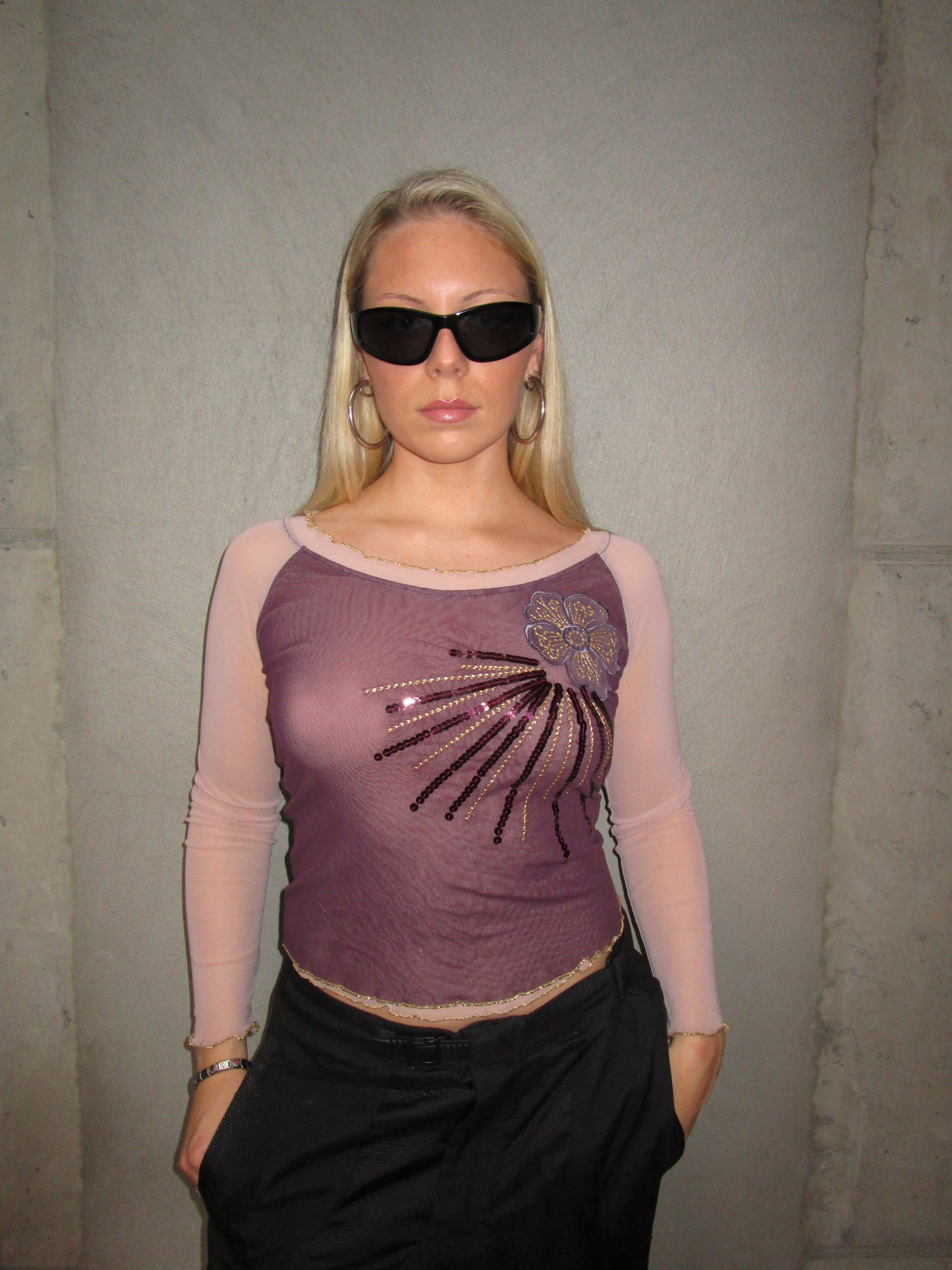 PURPLE MESH LONG SLEEVE