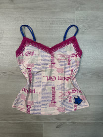 PINK TOP WITH WRITING PRINT