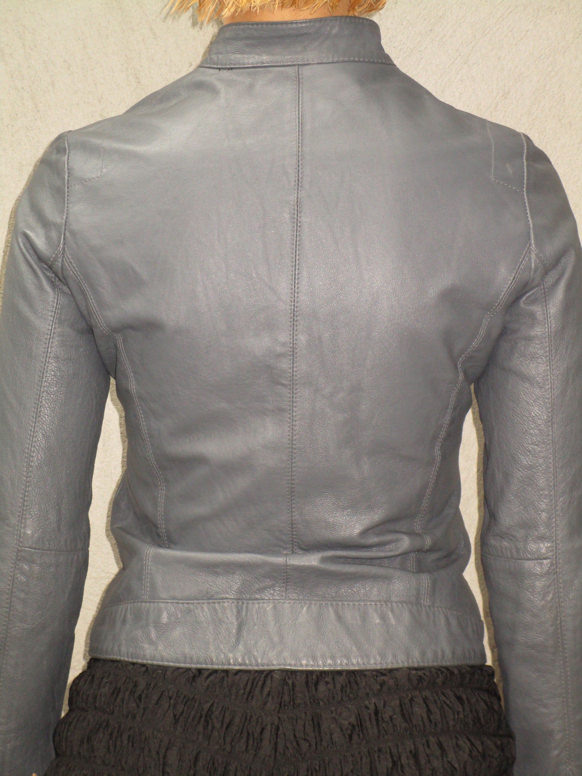 Gray leather jacket
