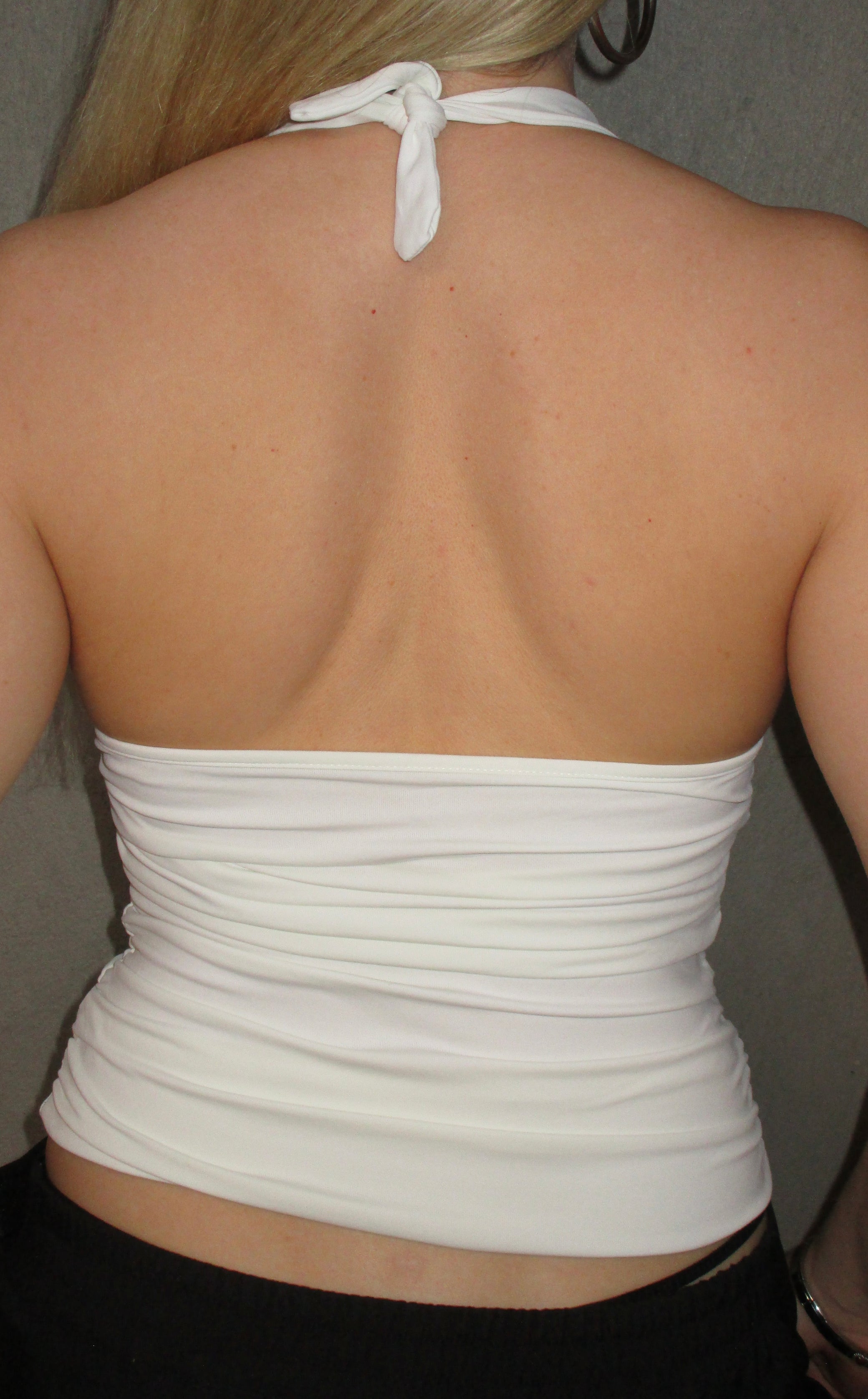 WHITE HALTER TOP WITH RHINESTONES
