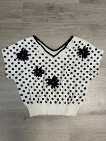 WHITE POKADOT KNITTED SHIRT