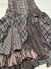BROWN PLAID LAYERED DRESS