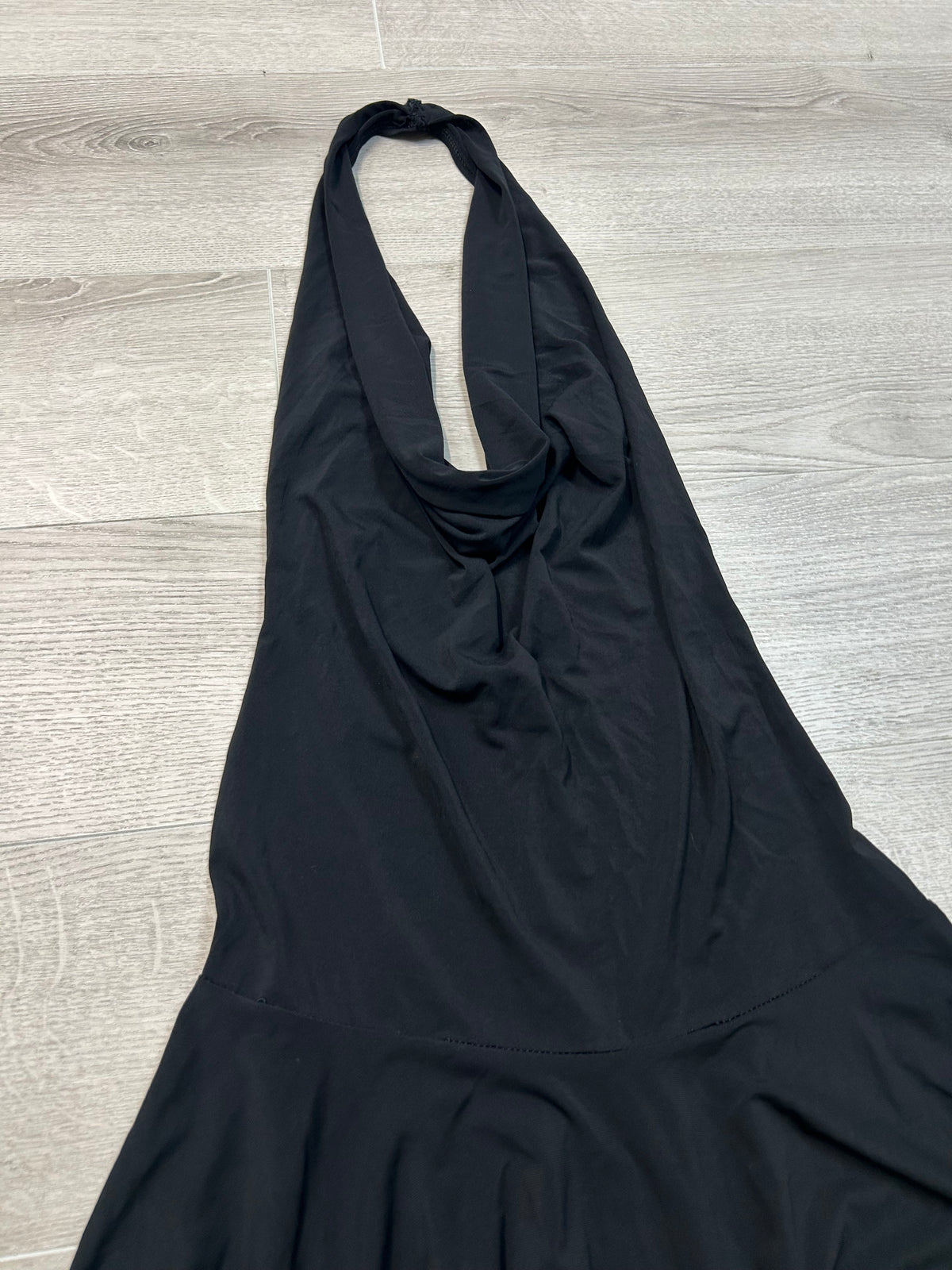 BLACK HALTER DRESS