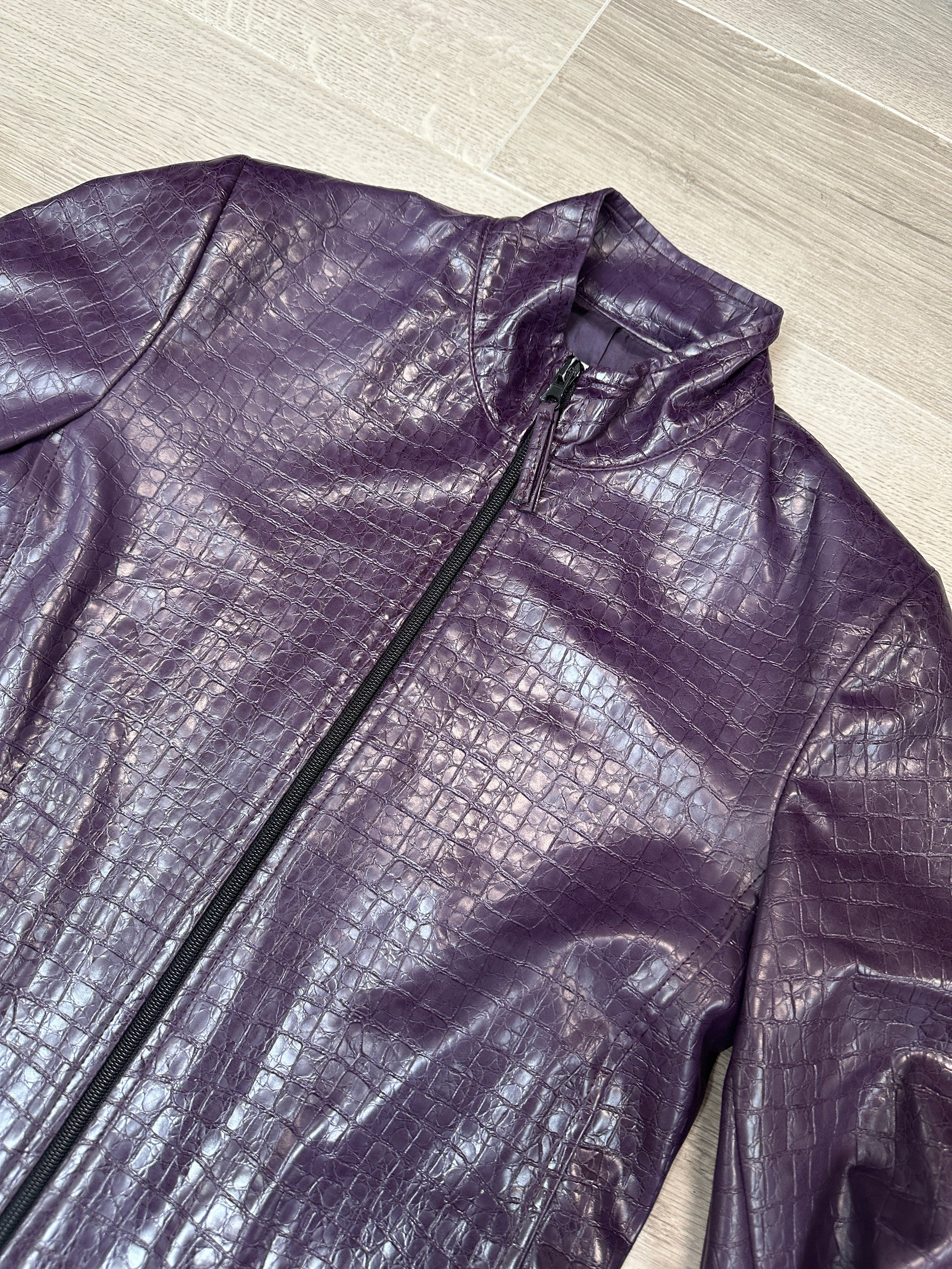 PURPLE FAUX LEATHER JACKET