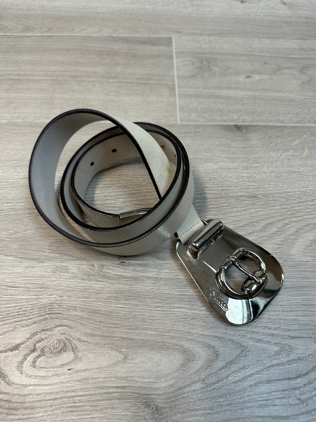 GUCCI WHITE LEATHER BELT