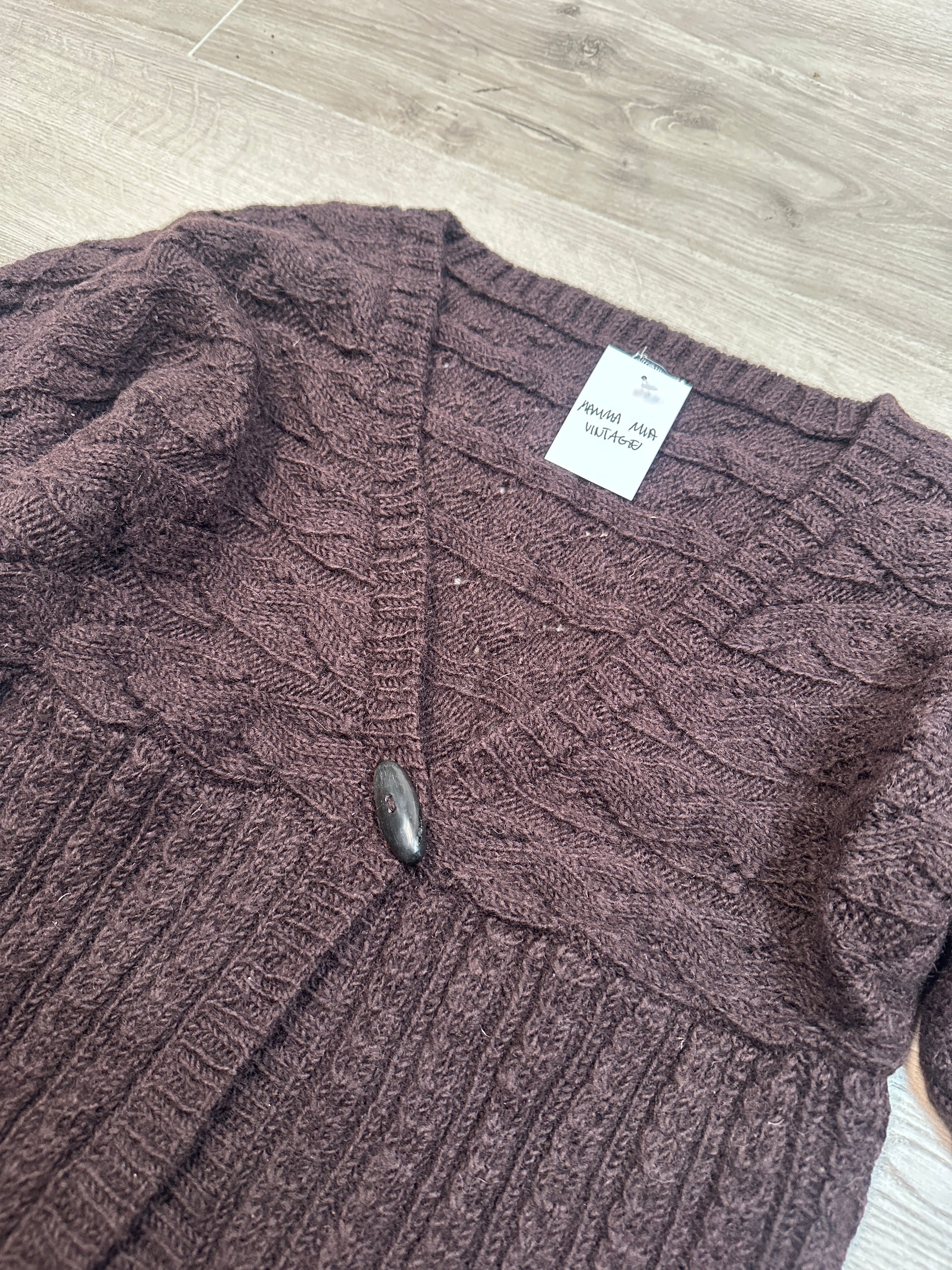BROWN KNITTED T-SHIRT CARDIGAN