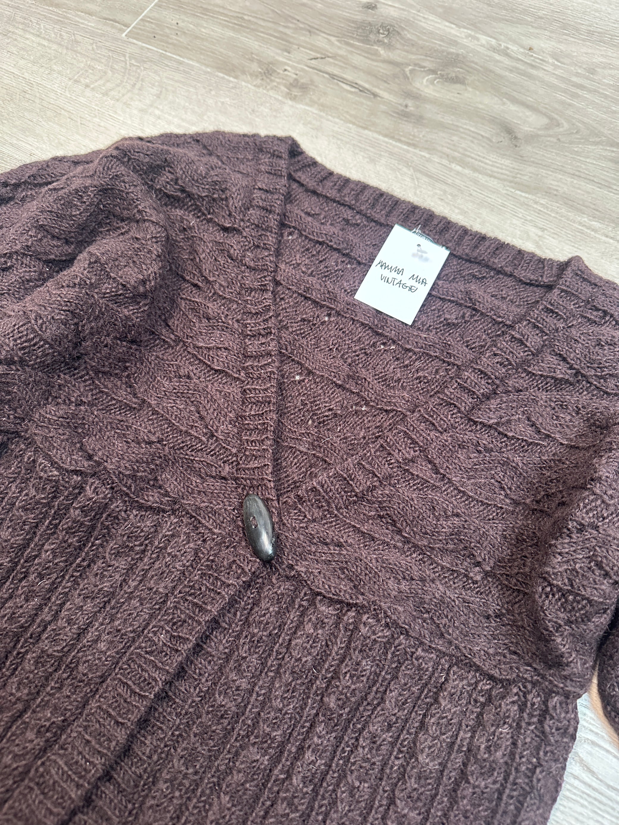 BROWN KNITTED T-SHIRT CARDIGAN