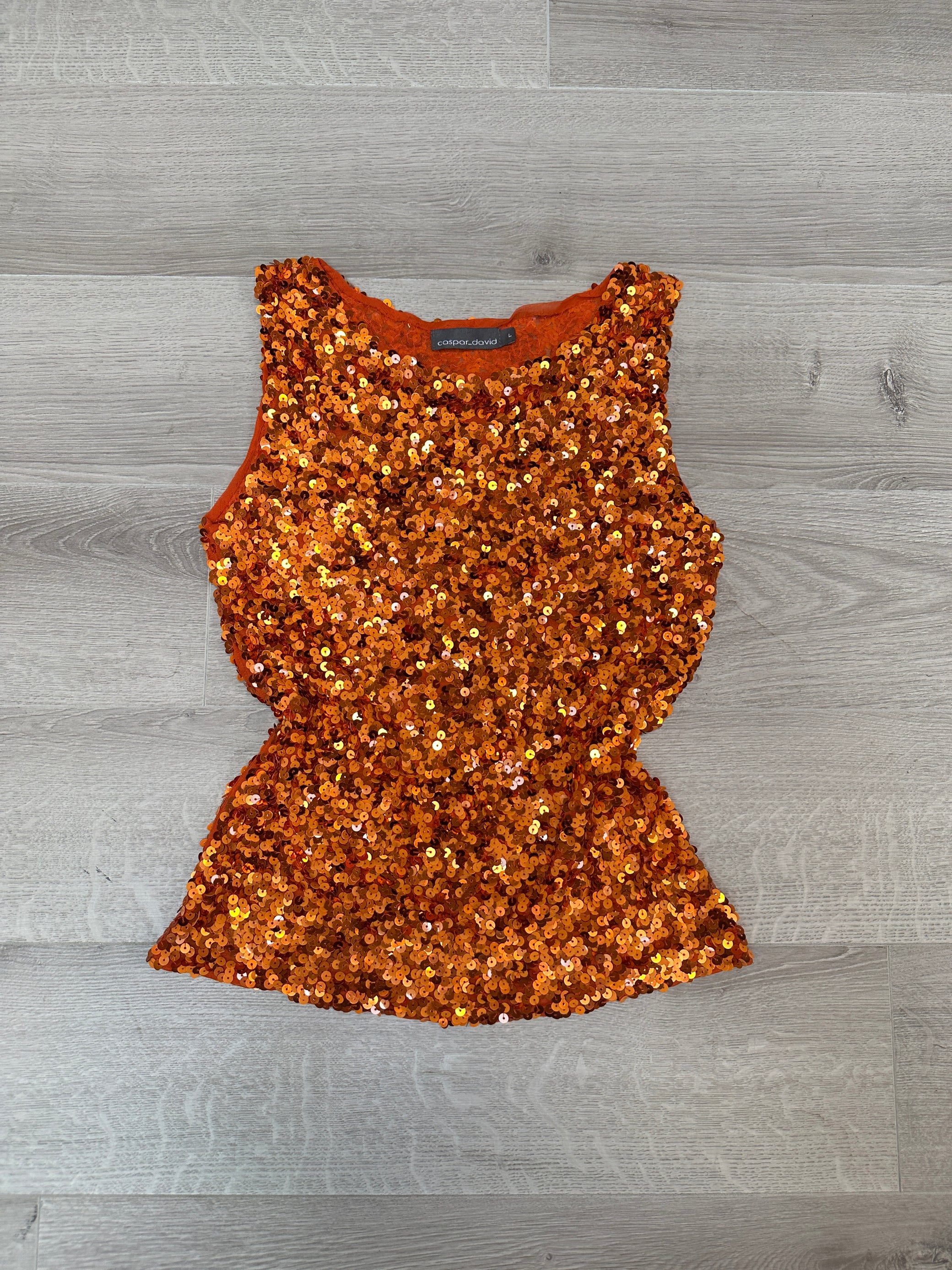 ORANGE SEQUIN TOP