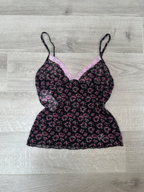 BLACK &amp; PINK MESH FLOWER TOP