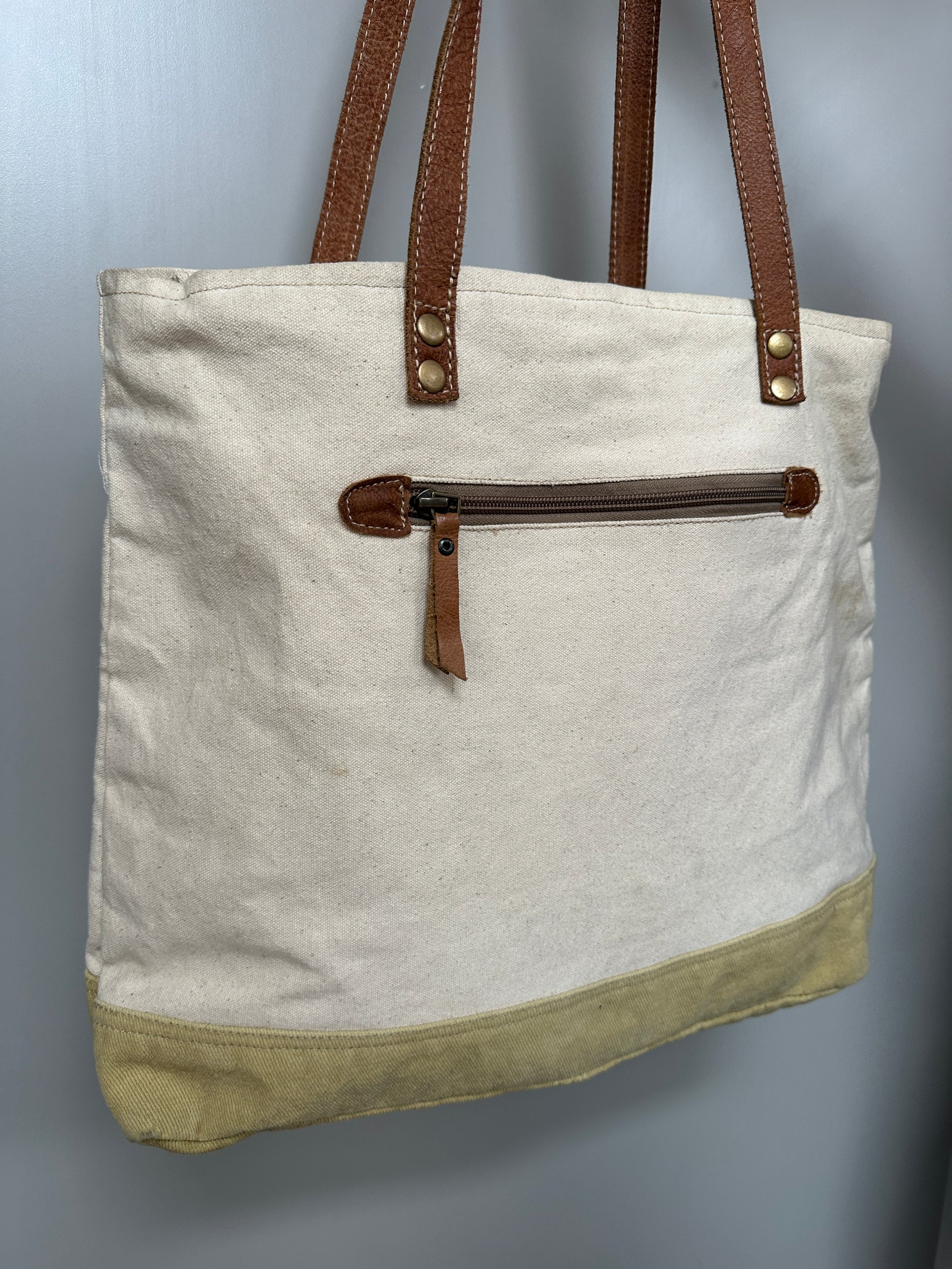 TOTE BAG WITH LEATHER STRAPS