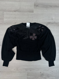 BLACK SWEATER WITH SEETHRUGH DETAIL