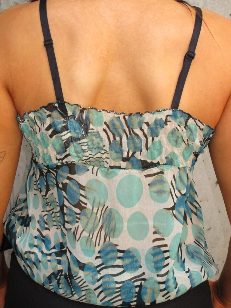 BLUE SATIN TOP