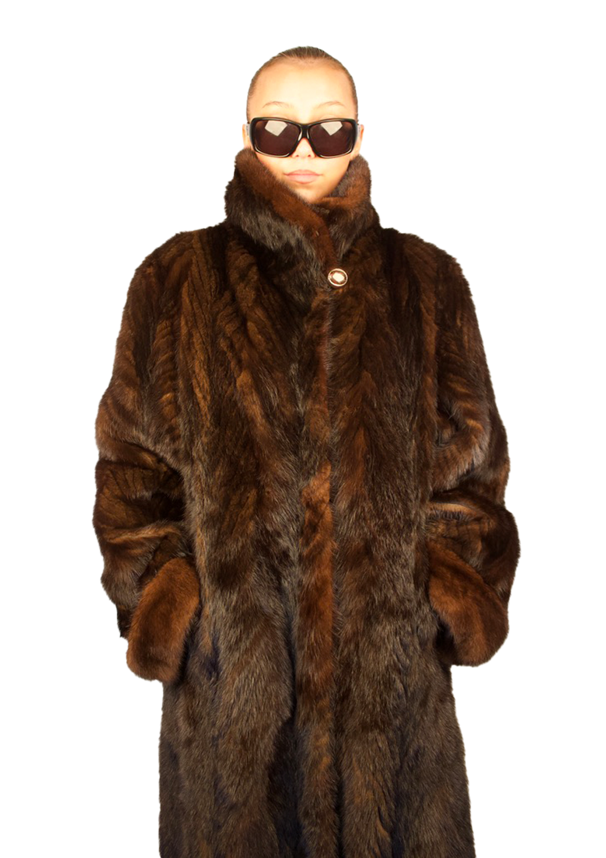 BROWN MINK FUR COAT