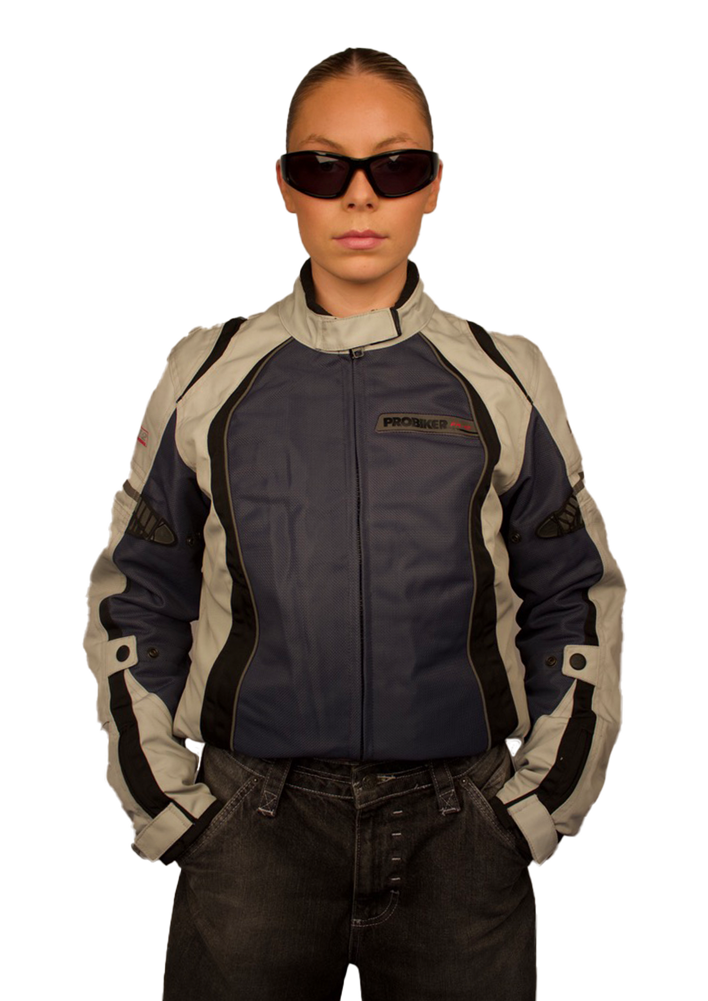 GREY AND BLUE RACER JACKET