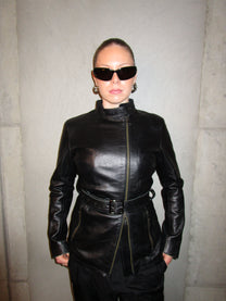 BLACK LEATHER WITH BELT