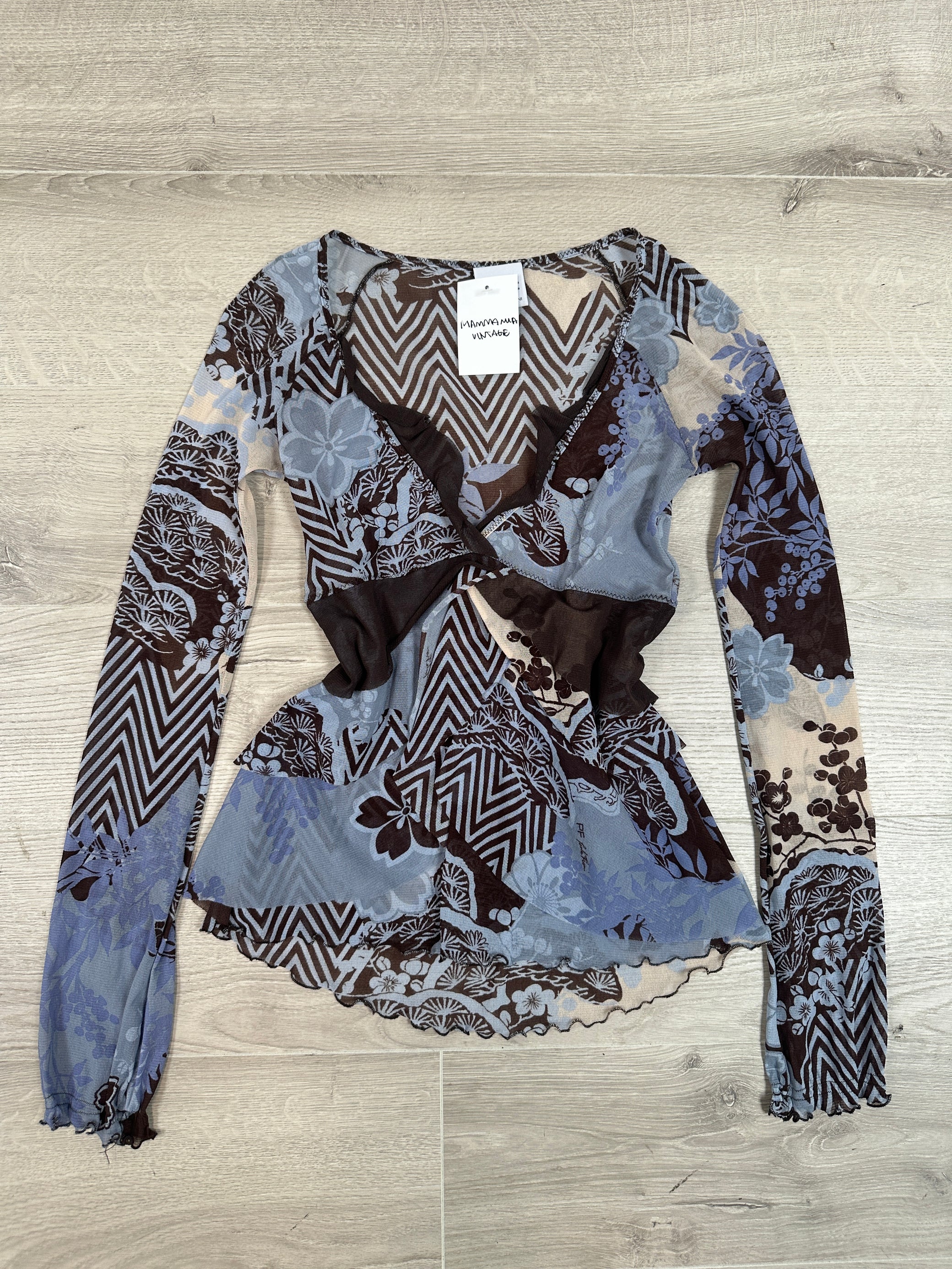 BLUE &amp; BROWN MESH LONGSLEEVE