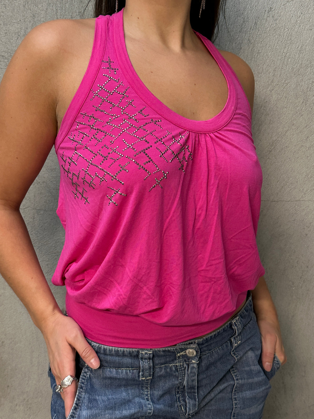 PINK OPEN BACK TOP