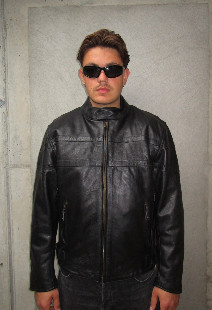 BLACK LEATHER RACER JACKET