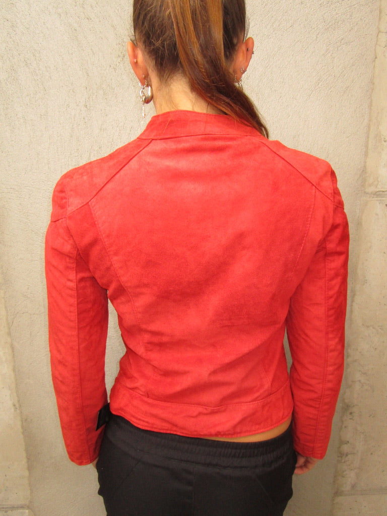 RED SUEDE LEATHER JACKET