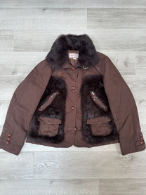 BROWN MARLBORO CLASSIC JACKET WITH FUR