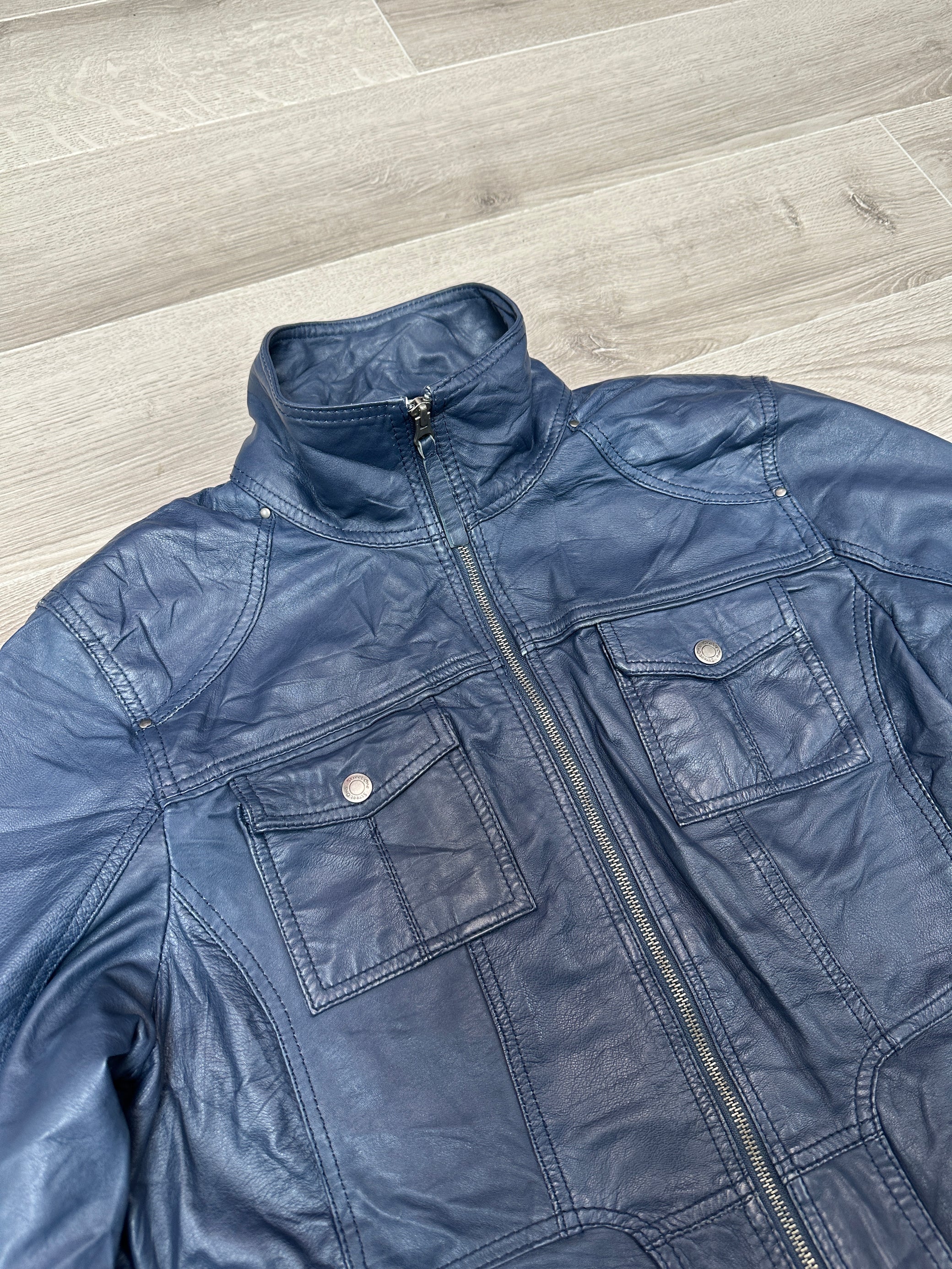 BLUE LEATHER JACKET