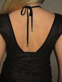 BLACK T-SHIRT WITH TIE DETAIL