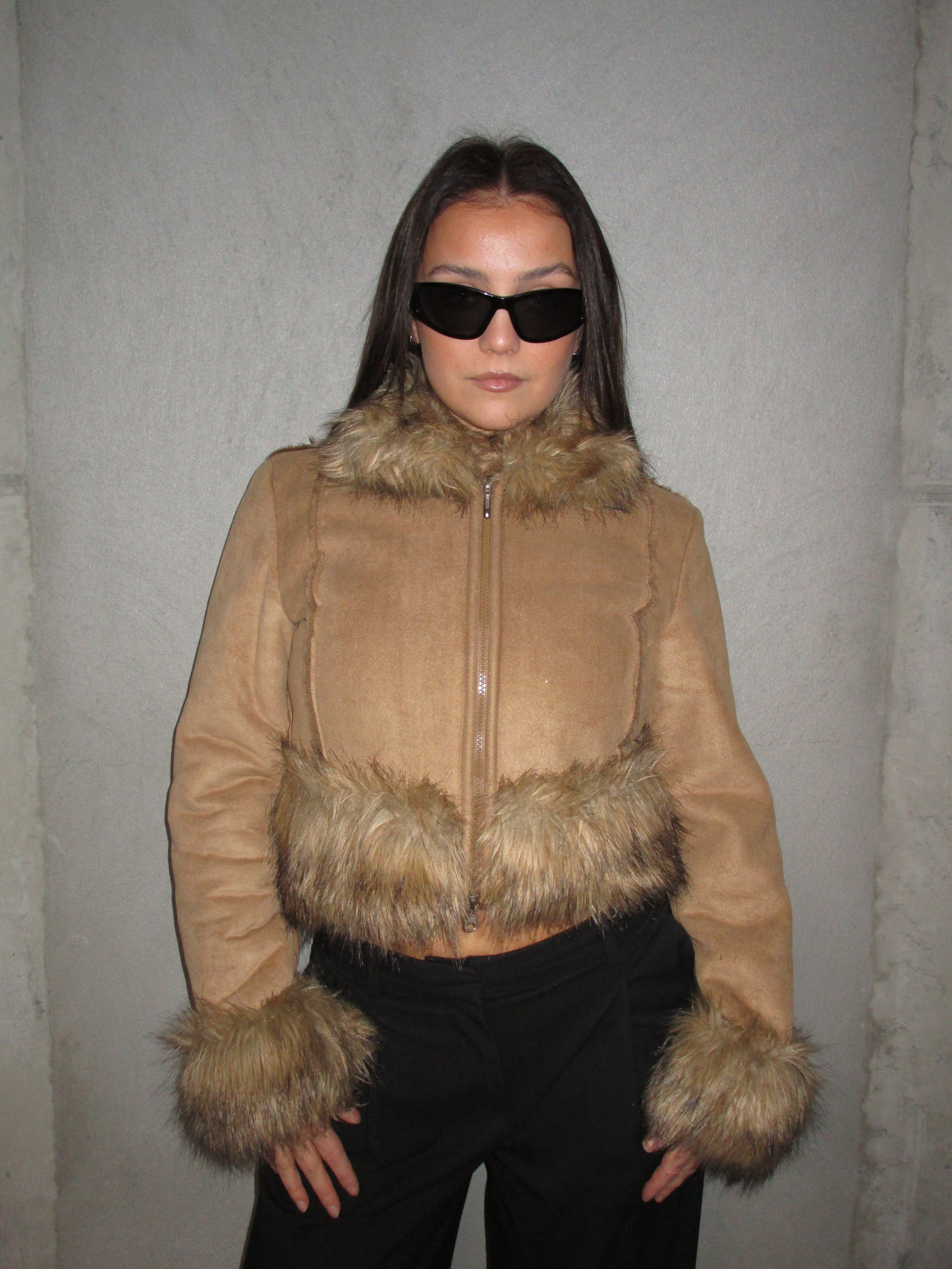 SUEDE JACKET WITH FUR