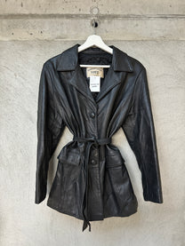 BLACK LEATHER TRENCH