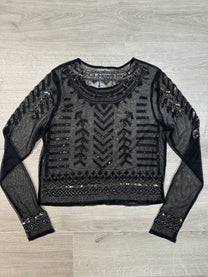 BLACK MESH LONGSLEEVE WITH BEADS