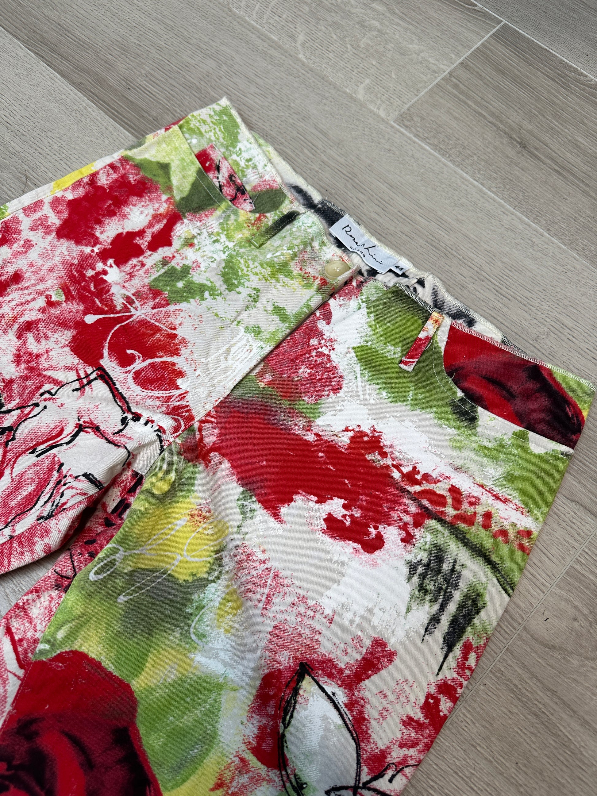RED &amp; GREEN PRINTED JEANS