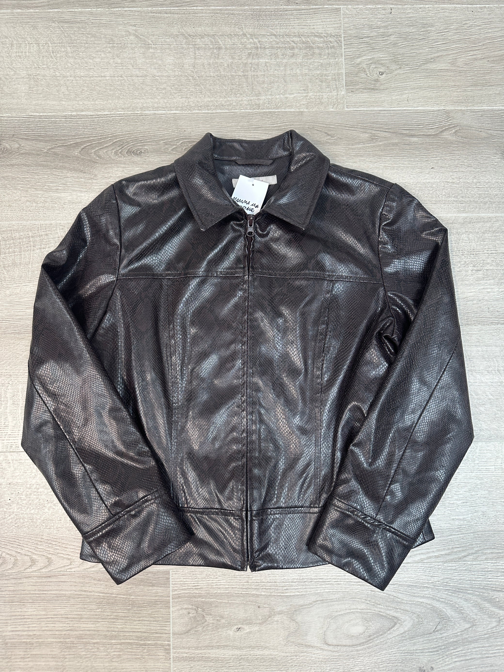 PURPLE SNAKE PRINT FAUX LEATHER JACKET