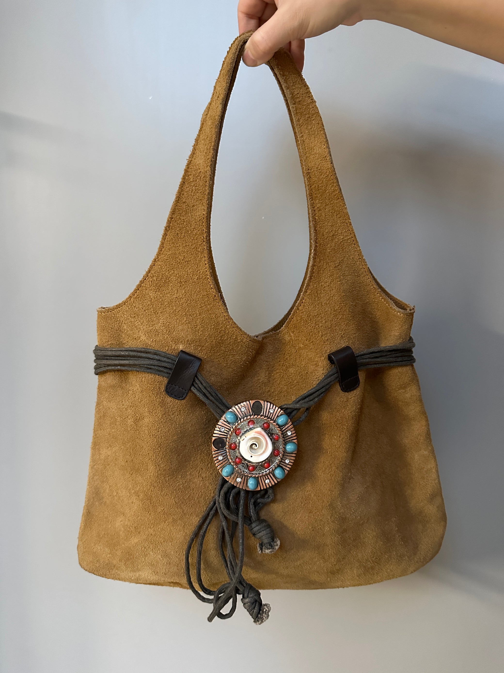 BROWN SUEDE LEATHER BAG