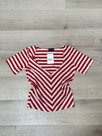 ROCCO BAROCCO WITHE &amp; RED STRIPED T-SHIRT