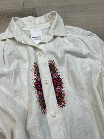 WHITE LINNEN SHIRT WITH FLOWERS