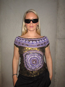 PURPLE &amp; BRONZE SEQUIN TOP