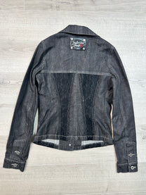 BLACK DENIM BLAZER WITH LACE
