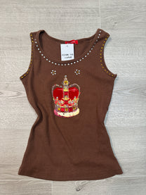 BROWN TANK TOP WITH GRAPHIC