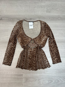 MESH LEOPARD LONG-SLEEVE TOP