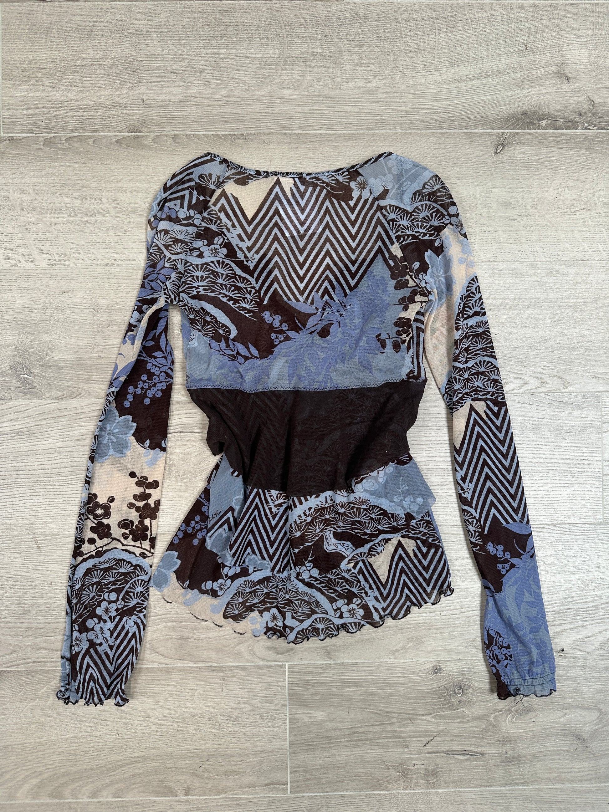 BLUE &amp; BROWN MESH LONGSLEEVE