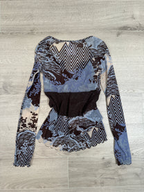 BLUE &amp; BROWN MESH LONGSLEEVE