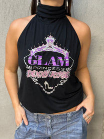 BLACK BACKLESS TOP