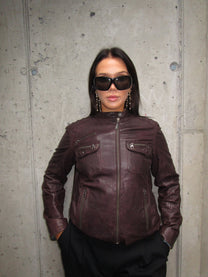 BURGUNDY LEATHER JACKET