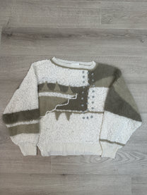 WHITE &amp; BROWN SWEATER