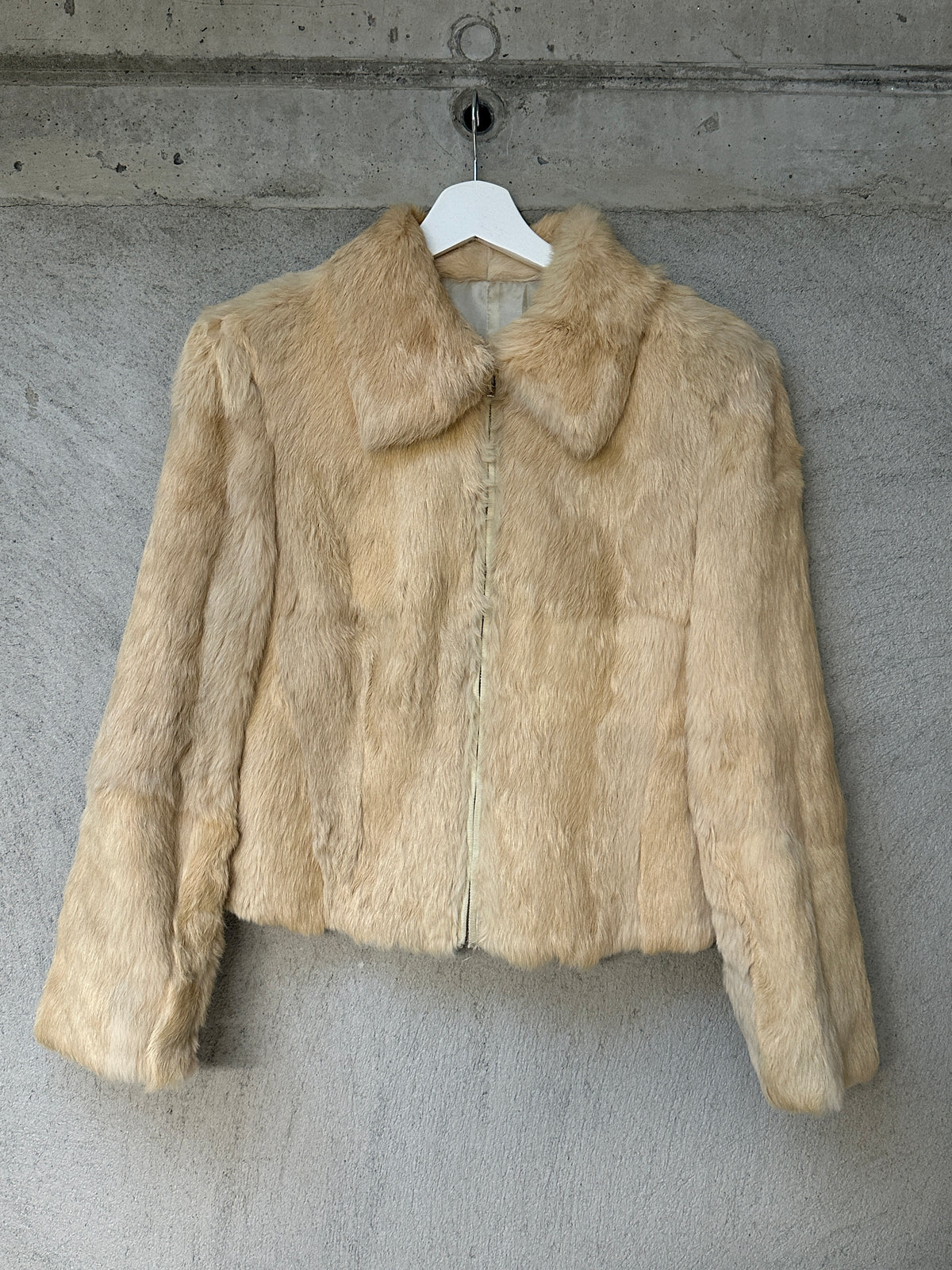 RABBIT FUR ZIP-UP JACKET