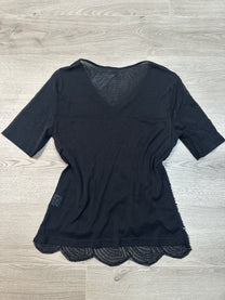 BLACK SEQUIN MESH T SHIRT