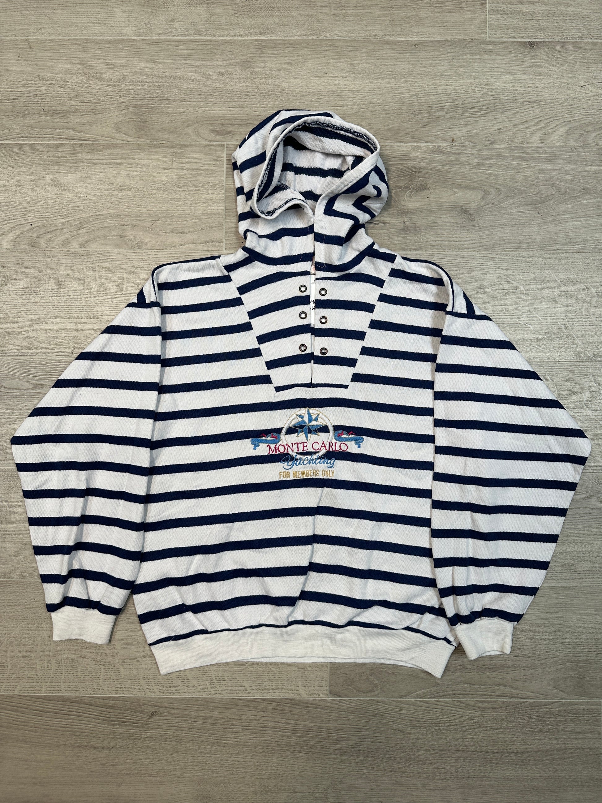 BLUE &amp; WHITE STRIPED HOODIE