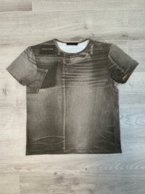 ROBERTO CAVALLI GREEN DENIM PRINT T-SHIRT