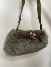 GREEN FUR BAG