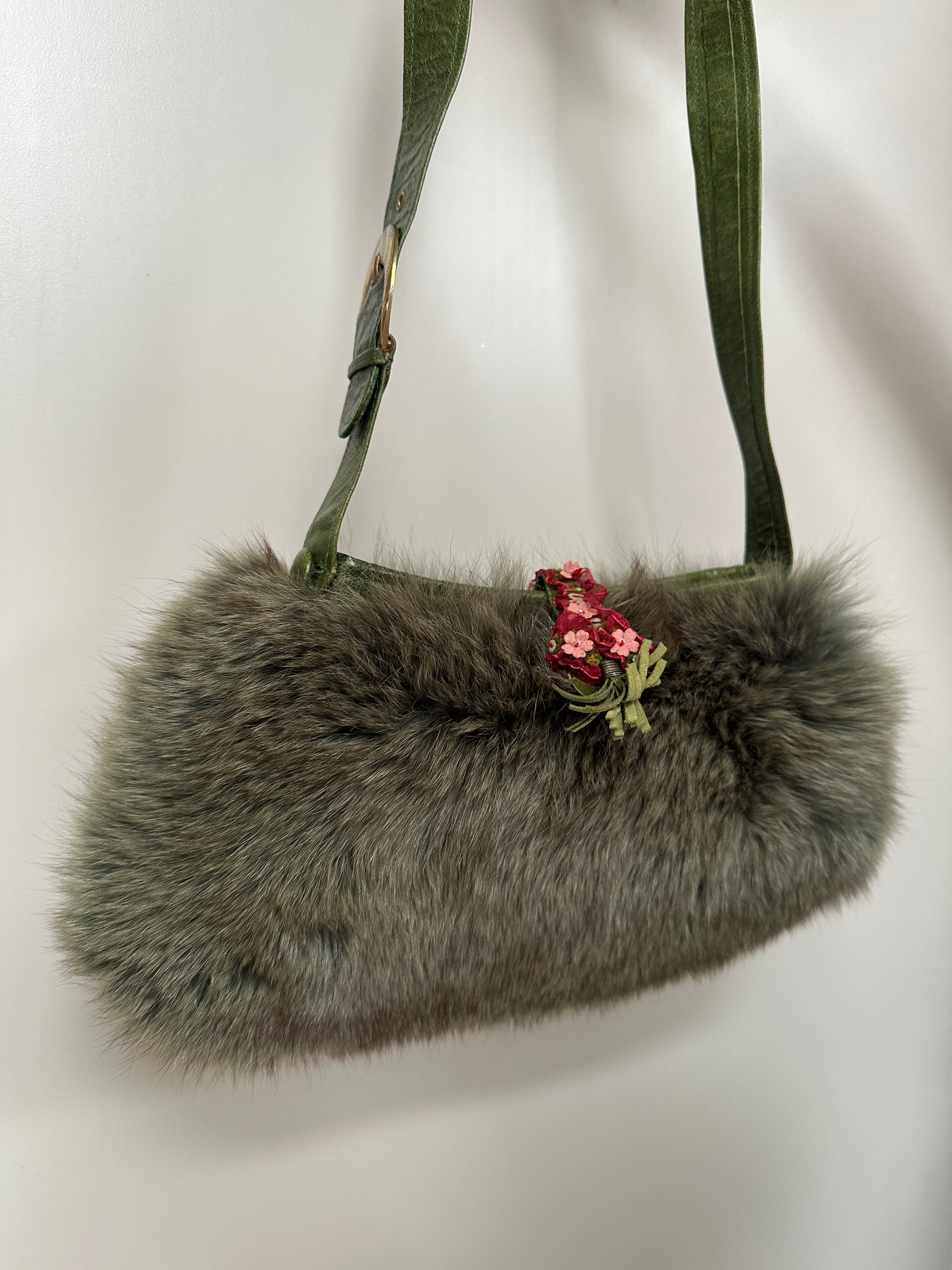 GREEN FUR BAG